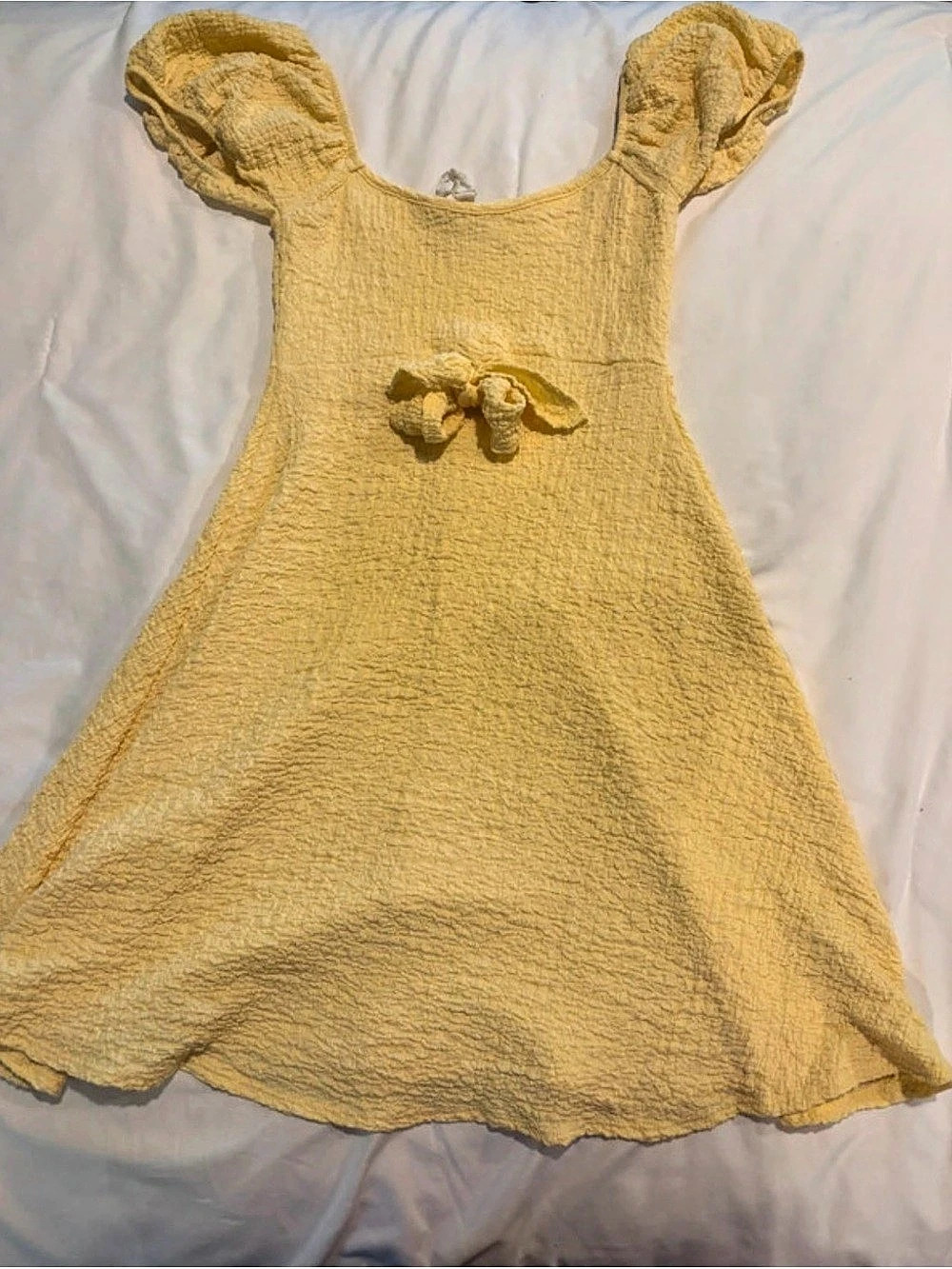 See You Monday Puff Sleeve Mini Dress Yellow Small